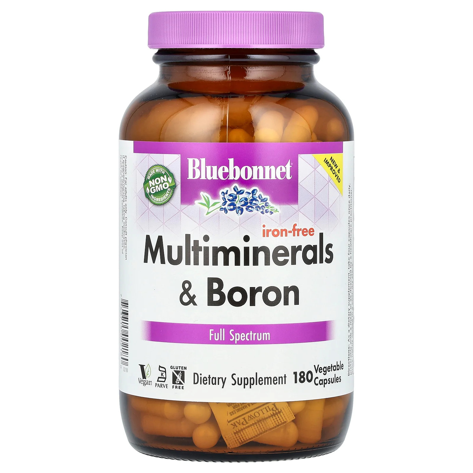 2 X Bluebonnet Nutrition, Multiminerals & Boron, Iron-Free, 180 Vegetable Capsu