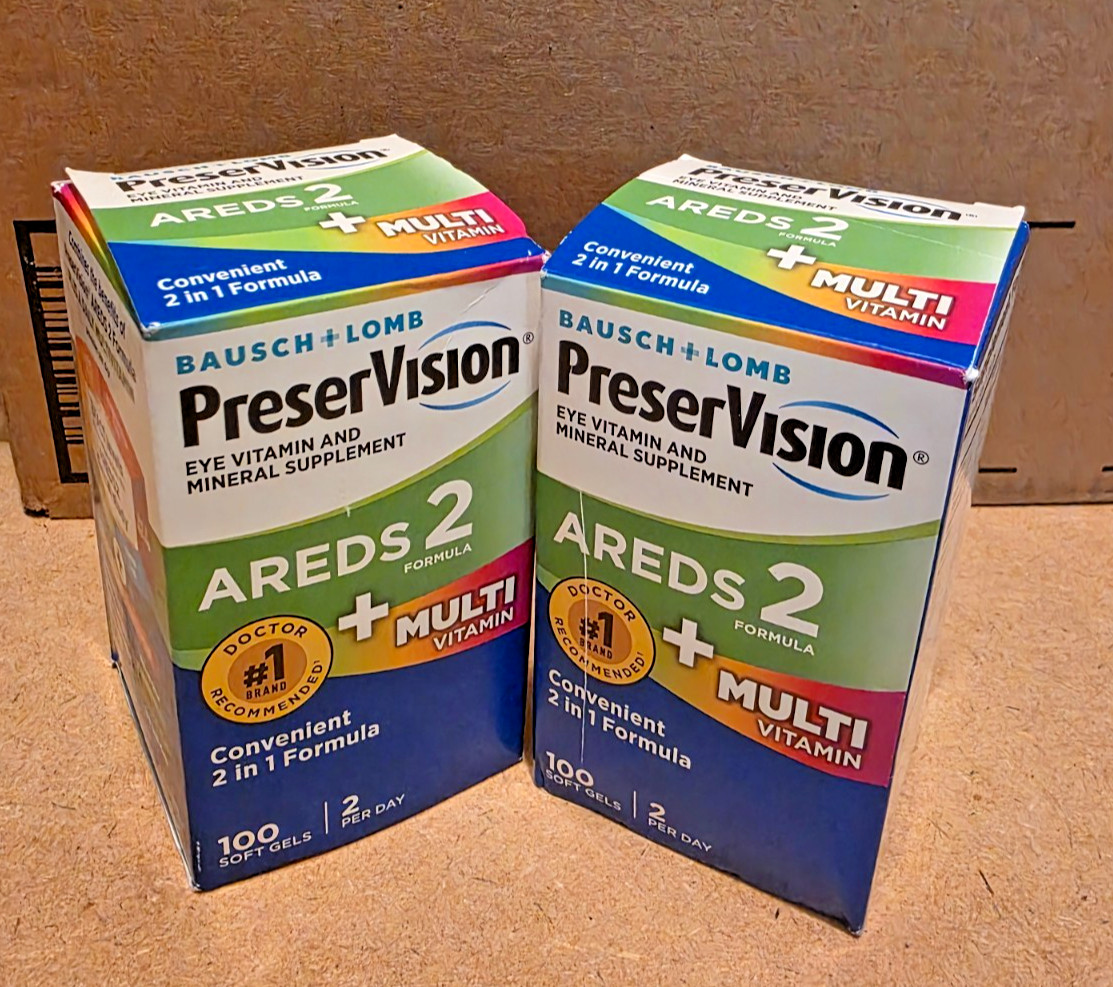 Bausch & Lomb PreserVision AREDS 2 + Multi Vitamin – 2 Box 100 Soft Gels 11/27+
