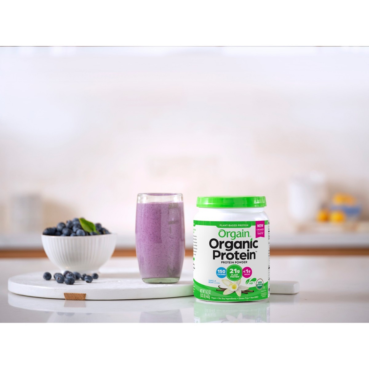 Orgain Organic Vegan Plant Based Protein Powder – Vanilla Bean – 16.32oz 1-Pack