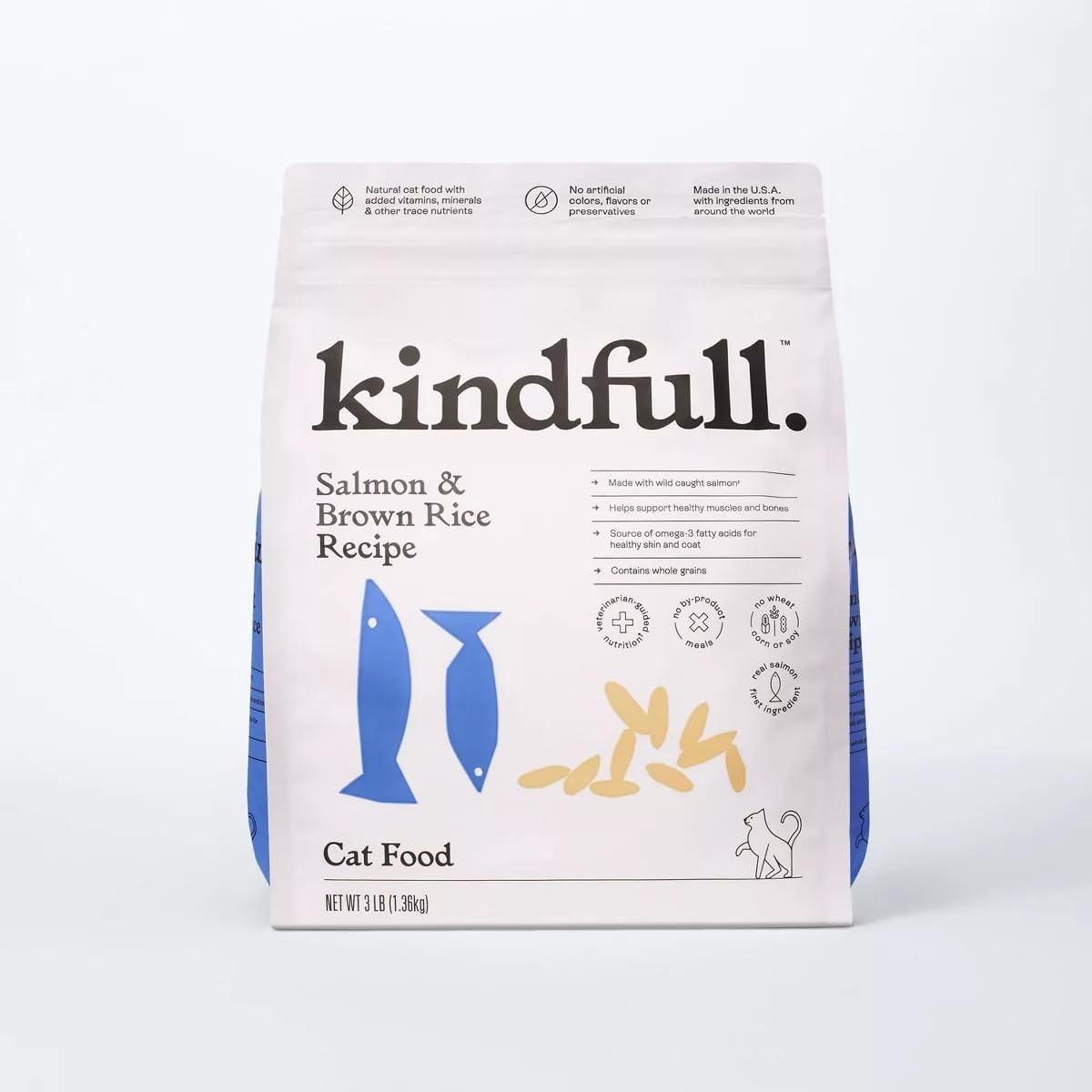 Kindful Salmon and Brown Rice Recipe Flavor Dry Cat Food -3lbs