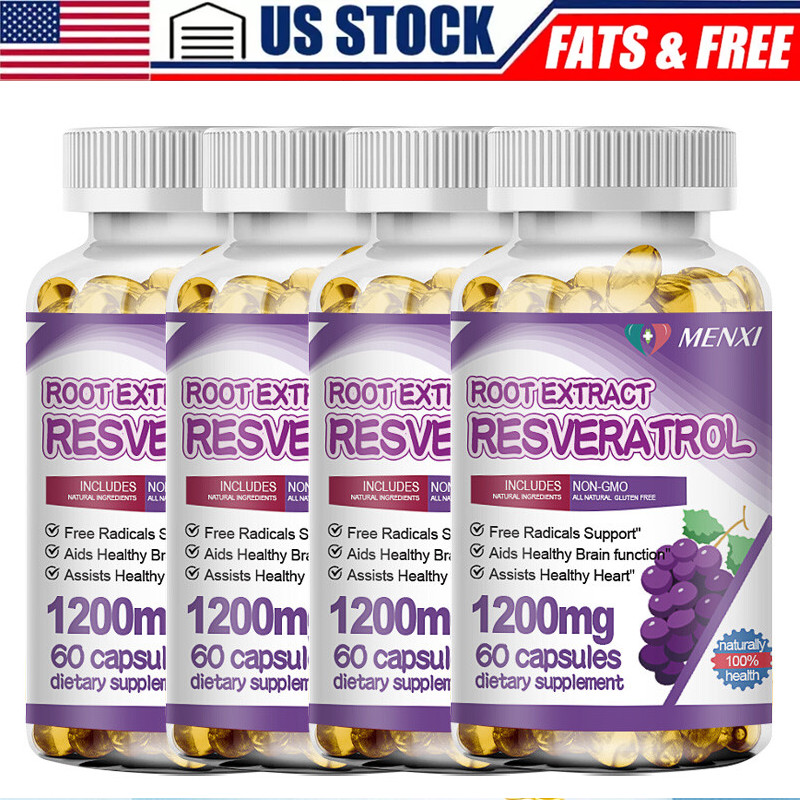 MENXI Resveratrol 1200mg, 60/120/240 Capsules – Gluten Free, Non-GMO, Vegan