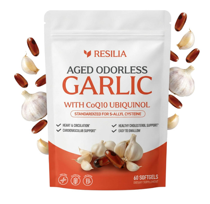 Resilia Garlic Extract 600mg Softgels (60 Count) – Odorless Aged Garlic Extract