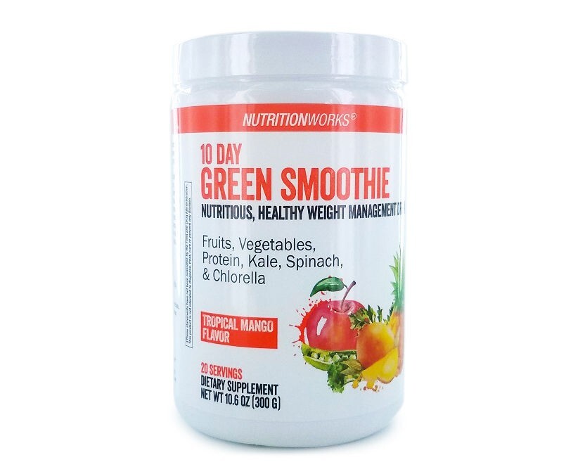 NutritionWorks®10 Day Green Smoothie Drink Mix Cleanse & Detox Tropical Mango