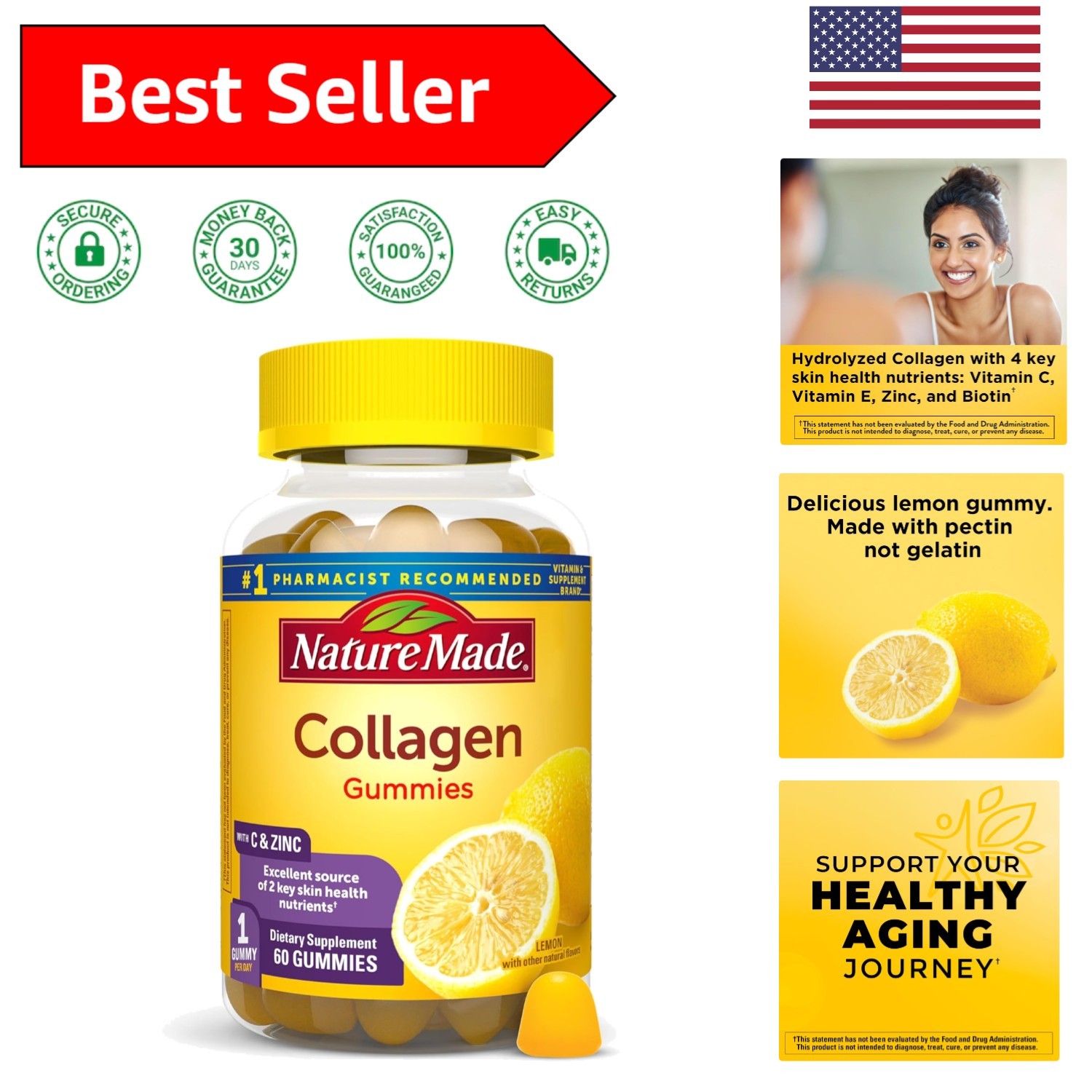 Vitamin C, Zinc & Collagen Peptides Gummies – Daily Support for Healthy Skin
