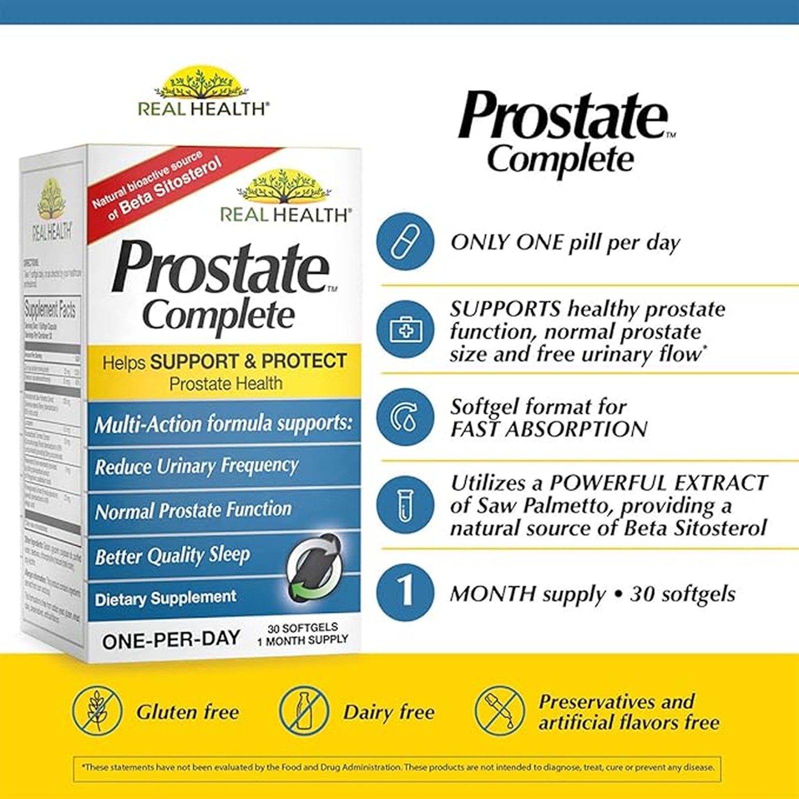 Real Health Prostate Complete Prostate Health Supplements for Men, Saw Palme…