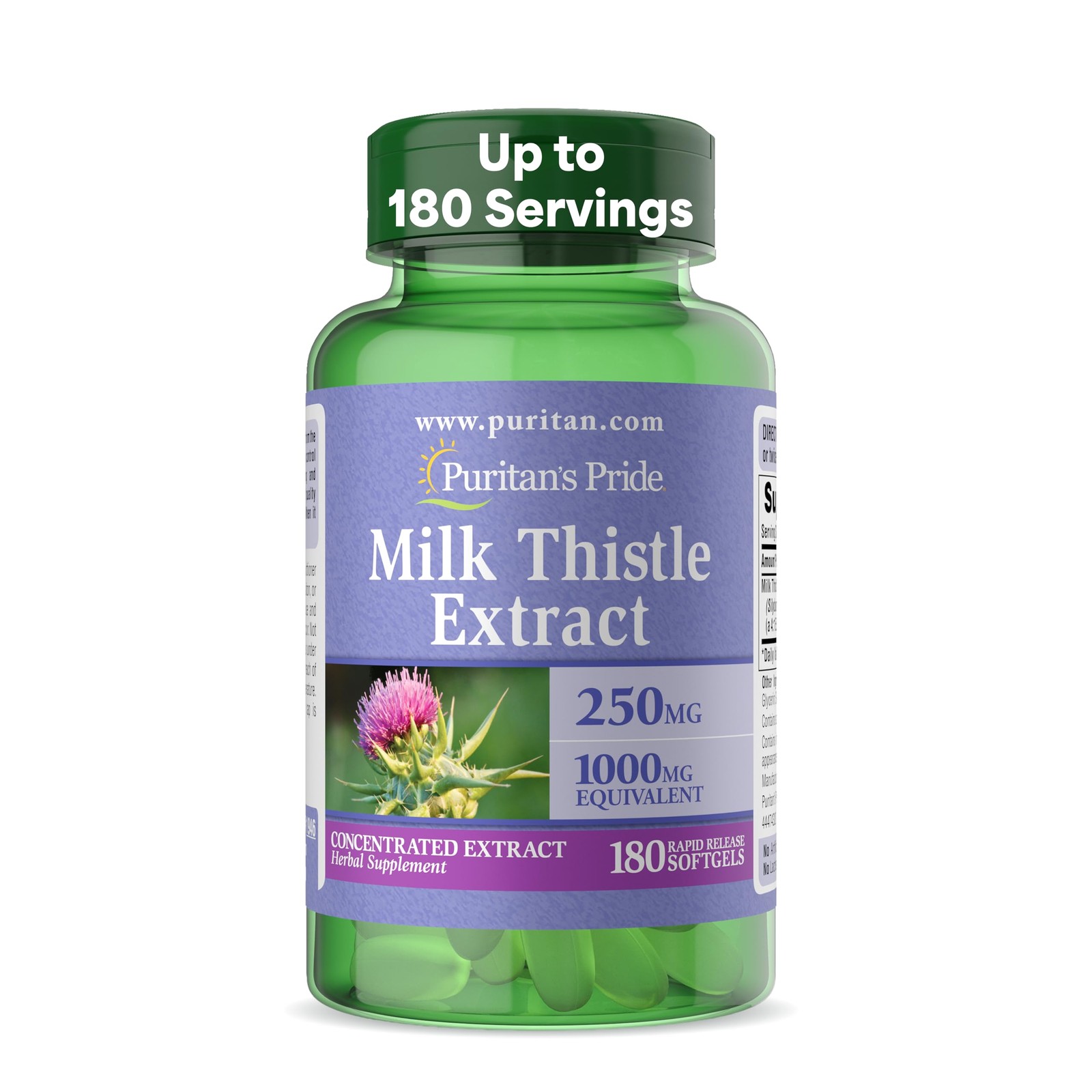 Puritan’s Pride Milk Thistle 4:1 180 Count (Pack of 1),