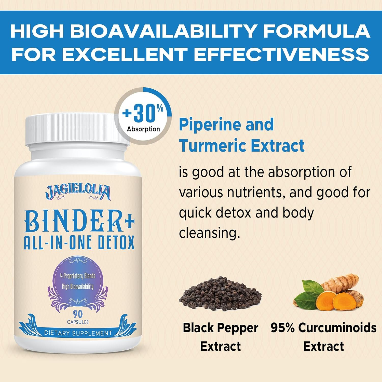 All-In-One Detox Binder Supplement 1500 MG – High Bioavailability, Liver Gut Det