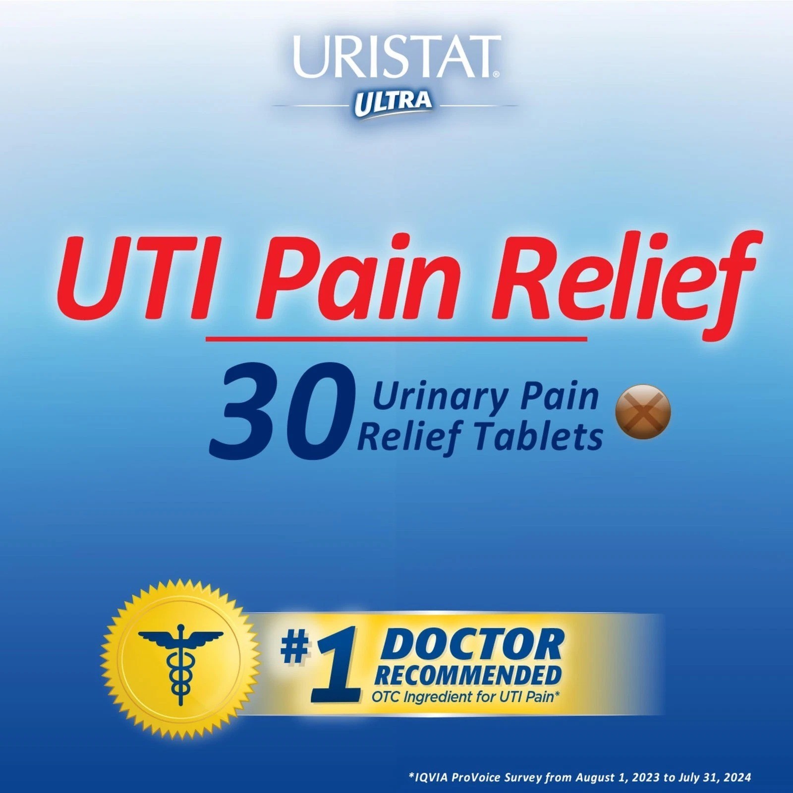 Ultra UTI Pain Relief of Urinary,Pain,Burning 30 Tab with Cranberry flavor Each