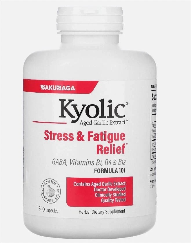 Kyolic Aged Garlic Stress & Fatigue Relief, Formula 101 – 300 Capsules – 7/2028