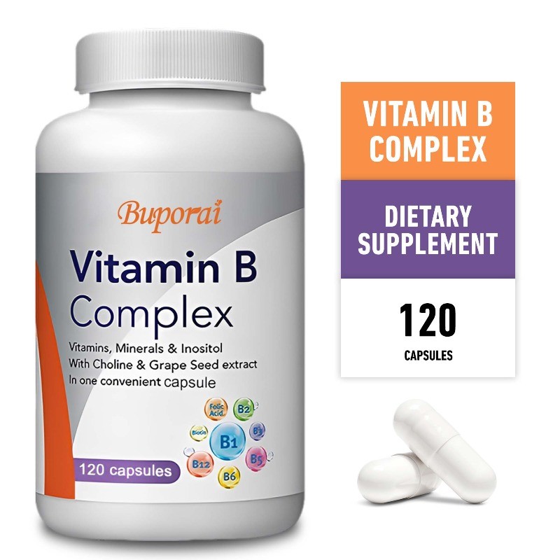 Vitamin B Complex 120pcs,Promotes Brain & Nervous Health,Improves Mental Clarity