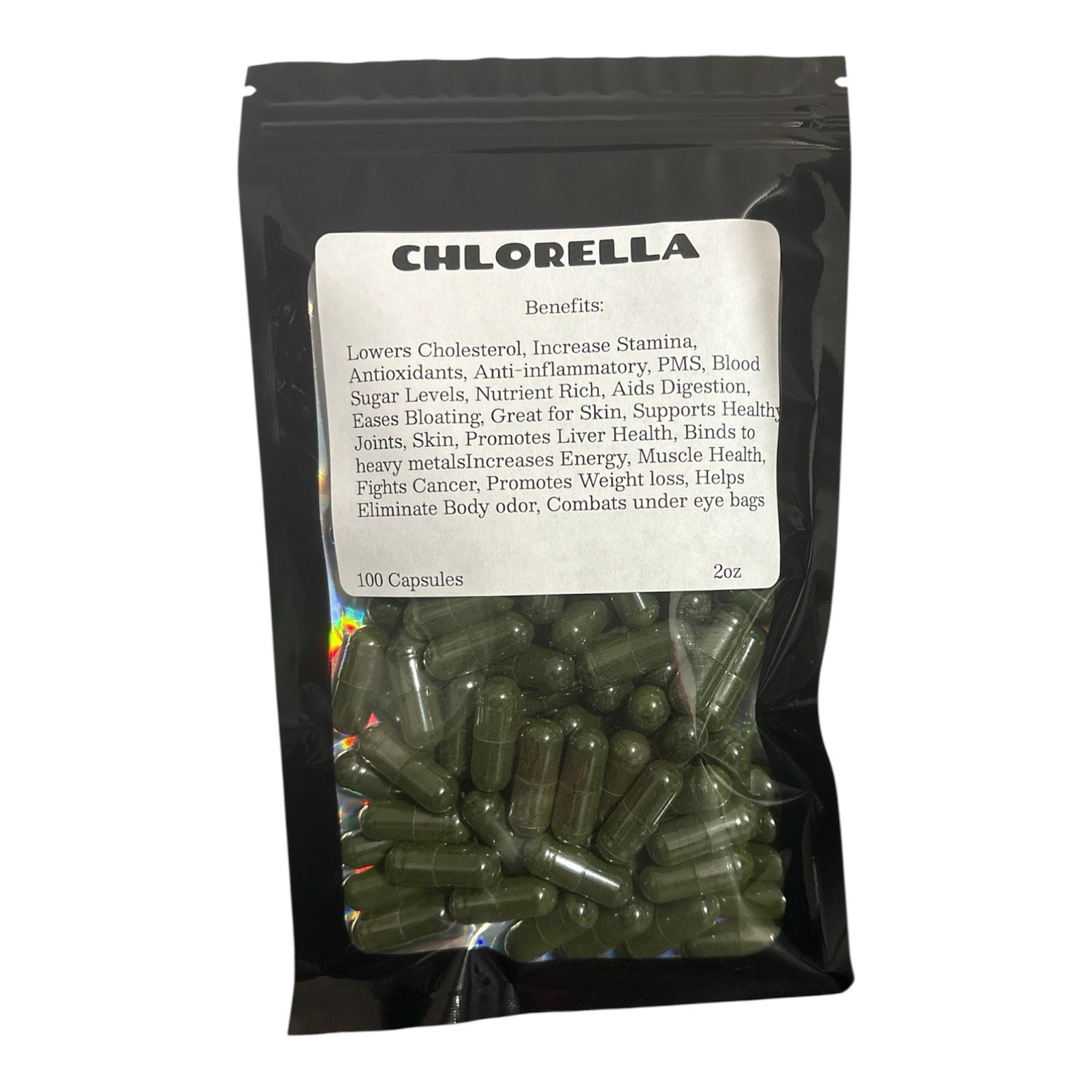 Chlorella 100 Capsules Green Food Superfood Dietary Supplement 2oz