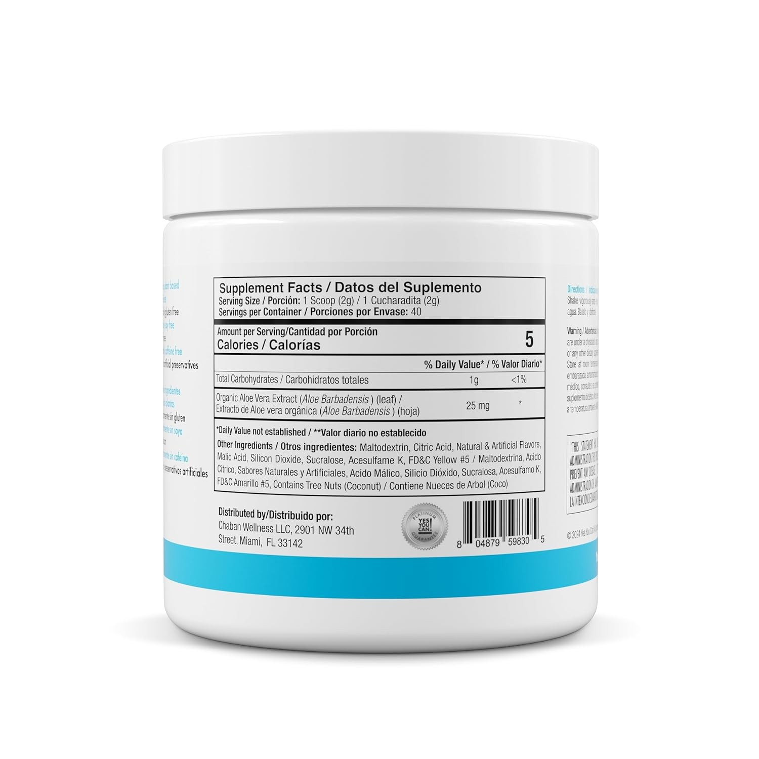 Yes You Can! Aloe Vera Powder Drink Mix – Hydration Booster Infused with Pure