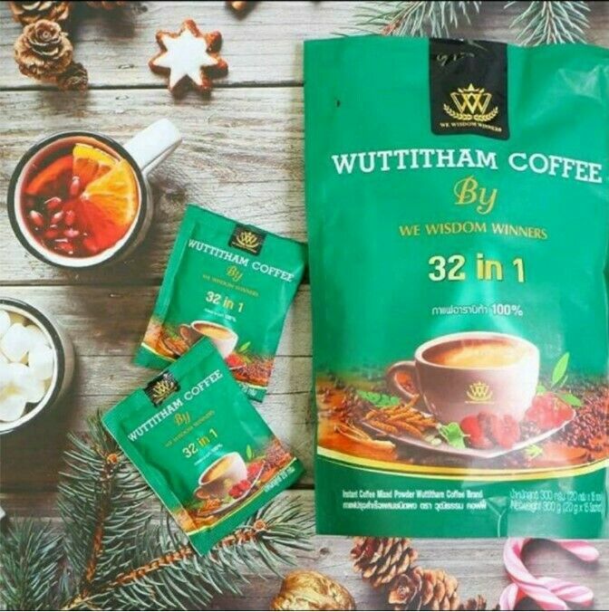 6x Wuttitham Healthy Coffee 32 in 1 Herbs Instant Mixed Weight Control Manage