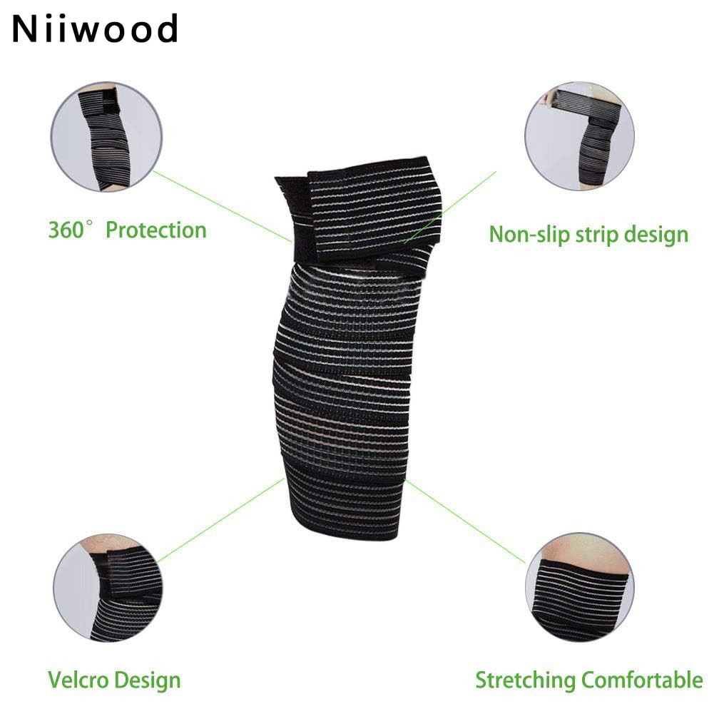 Extra Long Elastic Knee Wrap Compression Bandage Brace One Size (Pack of 1)