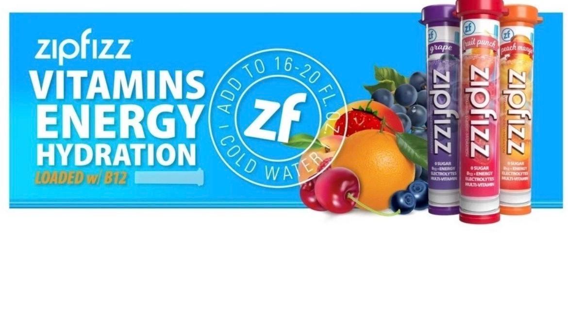 Zipfizz Multi-Vitamin Energy Hydration Drink Mix Grape Fruit Punch Mango Pack of