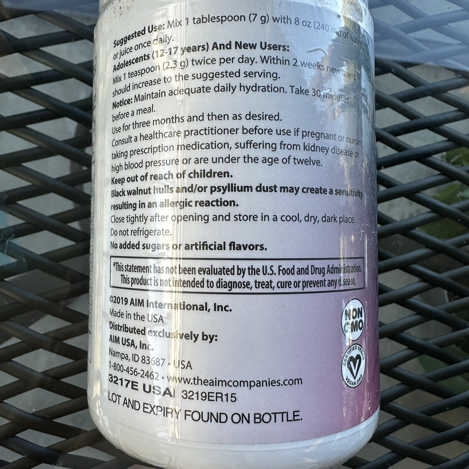 AIM Herbal Raspberry Fiberblend Powder 13oz/375g EXP 1/31/2029
