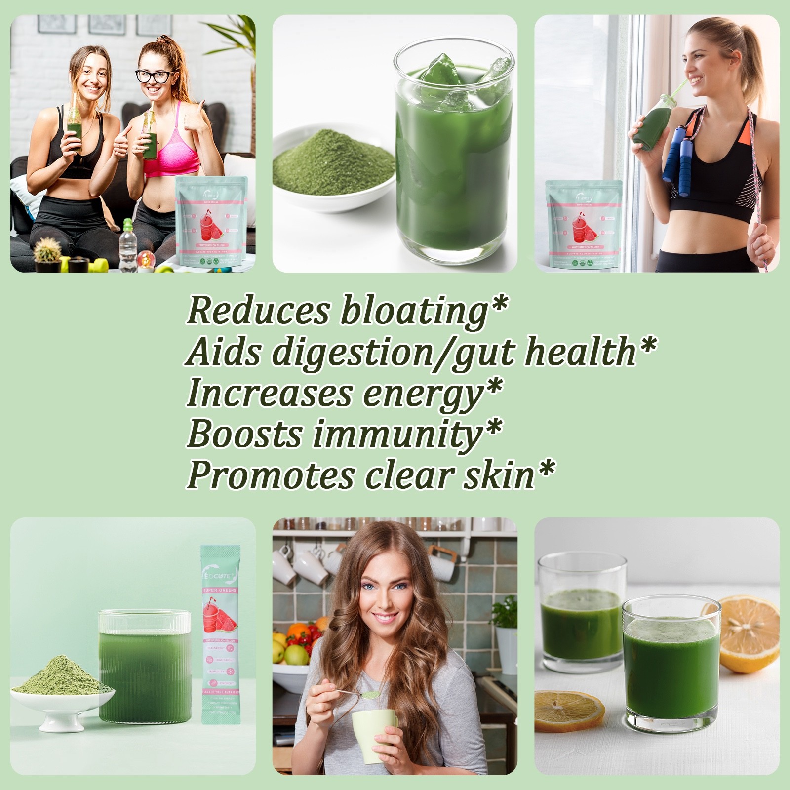 Super Greens Powder Reduce Bloat Digestive Health & More 3 flavors-30 packets
