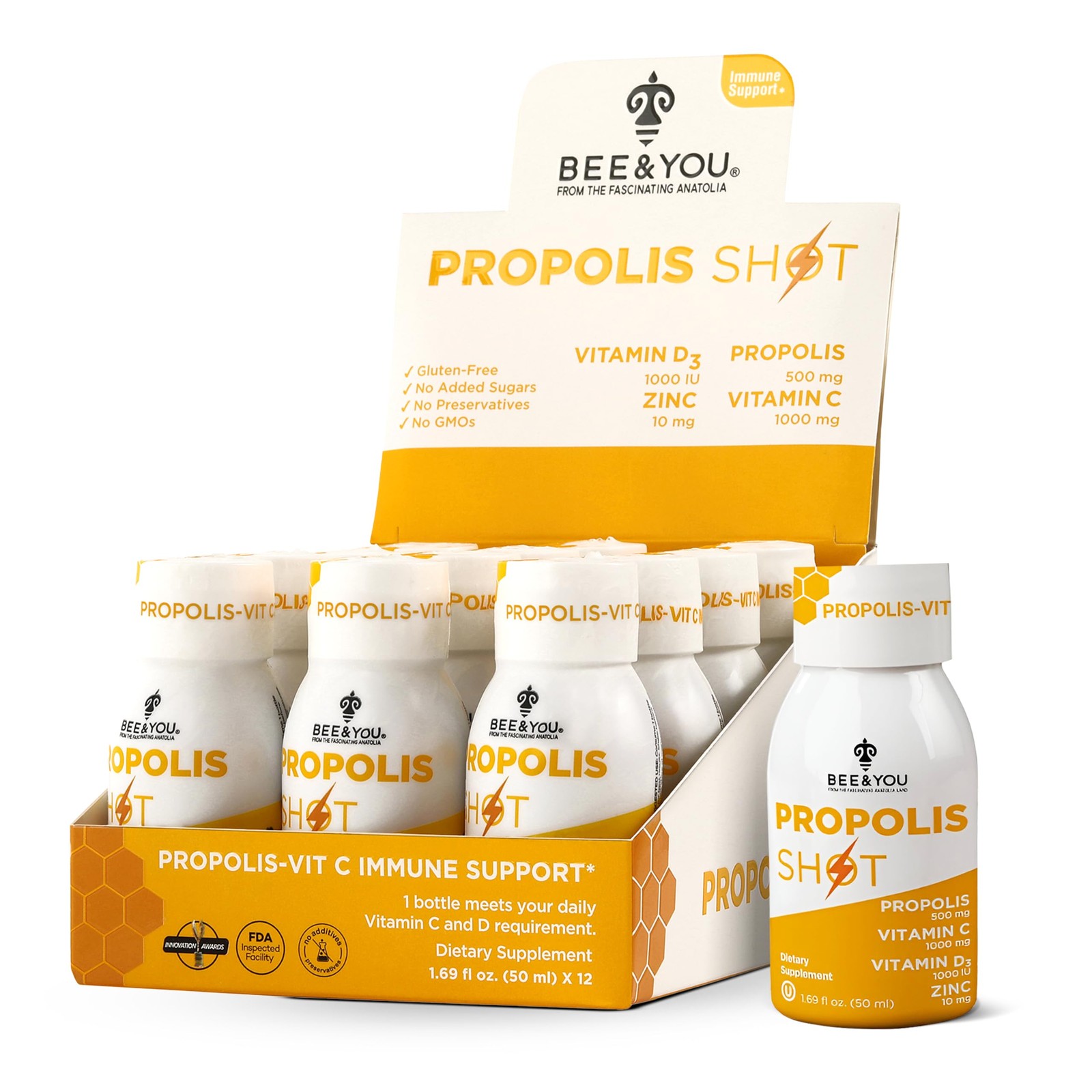 BEE and You Immune Support 100% Natural Propolis Shot Supplement, Antioxidant…