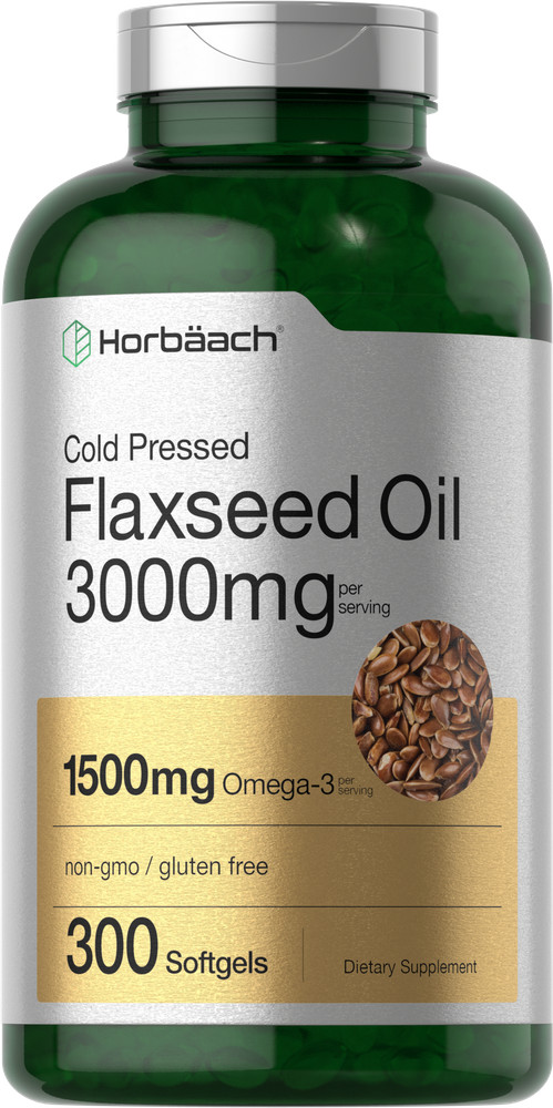 Flaxseed Oil Softgels | 3000mg | 300 Count | with Omega 3 6 9 | by Horbaach
