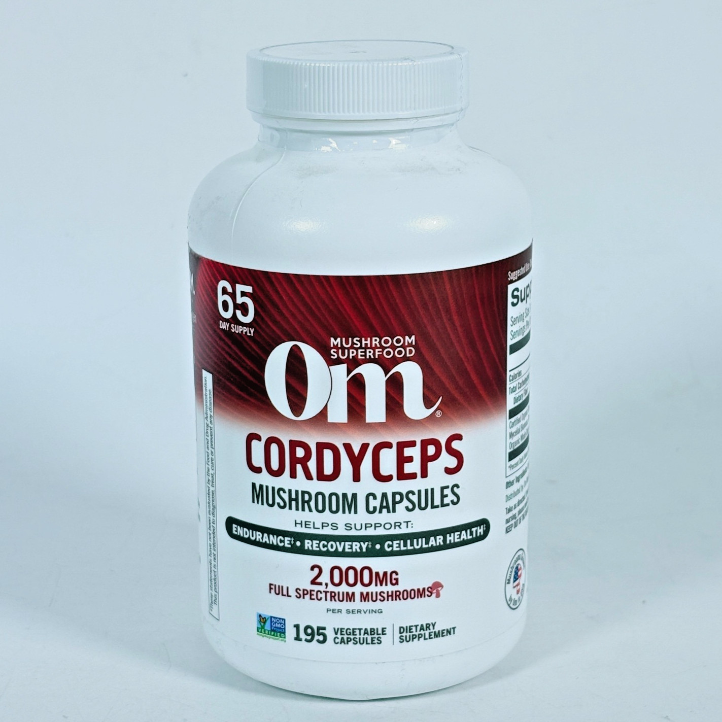 Om Mushrooms Cordyceps Capsules 2000mg Superfood Supplement 195ct 65 serv. 02/27