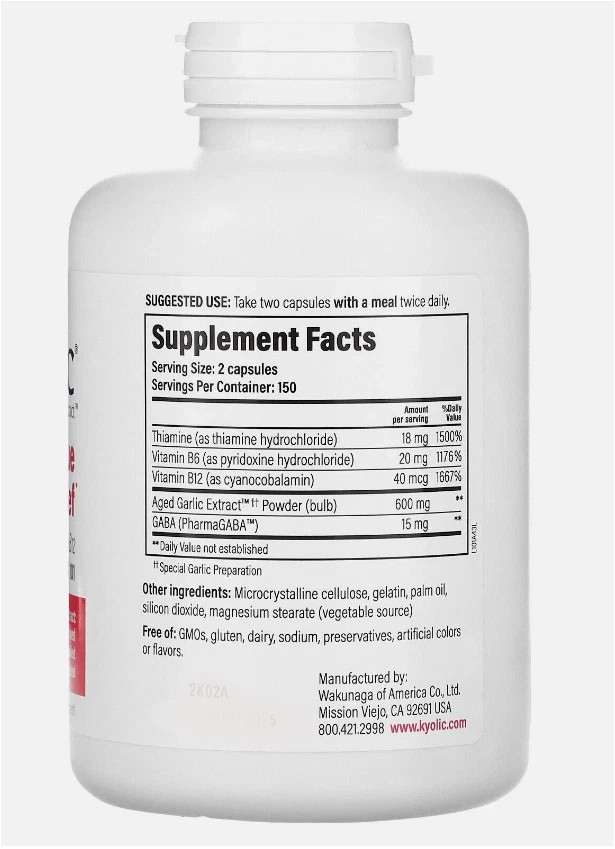 Kyolic Aged Garlic Stress & Fatigue Relief, Formula 101 – 300 Capsules – 7/2028