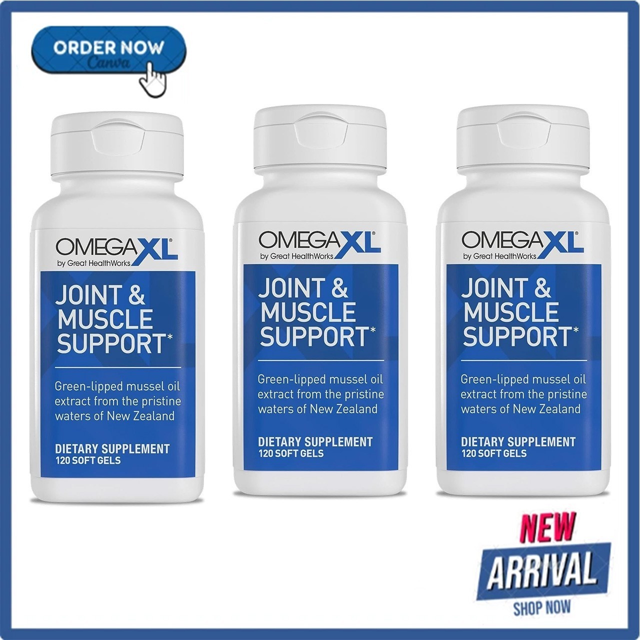 3pkOmega XL 120 Softgels Green Lipped Mussel Supplement Omega-3Joint Pain Relief