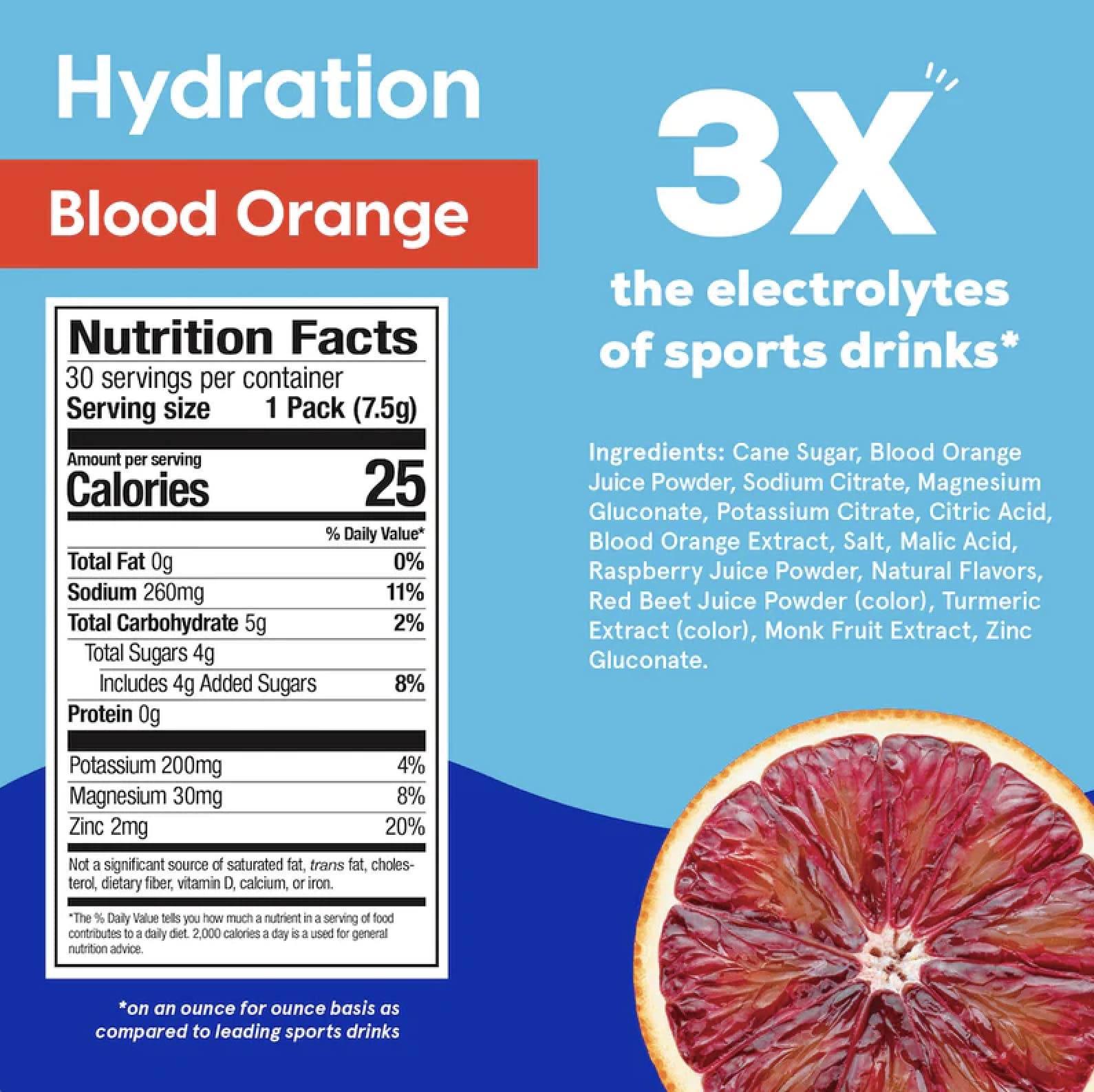 Hydrant Hydration Powder, Blood Orange Flavor, 30 Individual Instant Electro…
