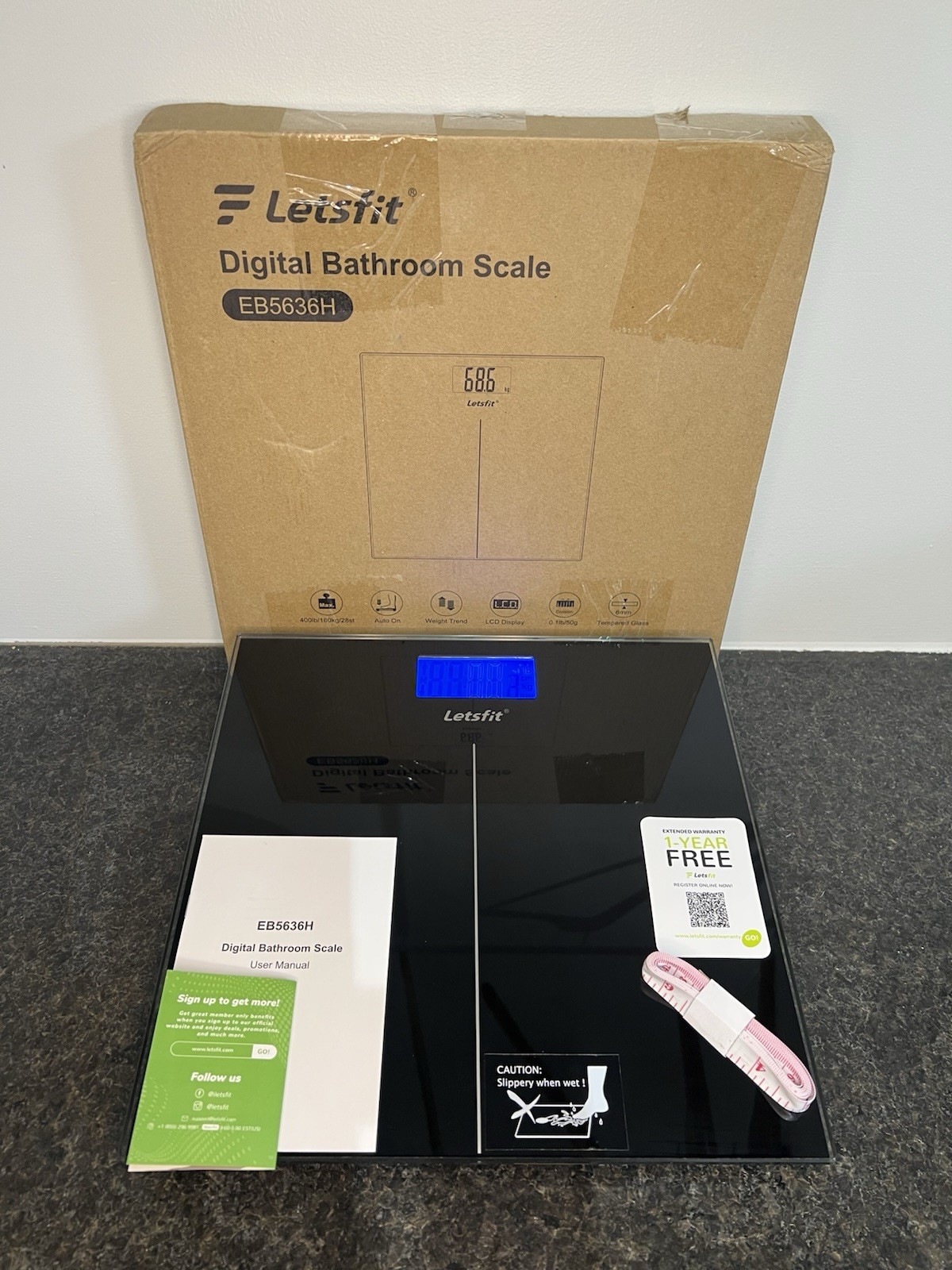 Letsfit Digital Scale (EB5636H) – BRAND NEW IN BOX 400lb Capacity/Tracks Weights