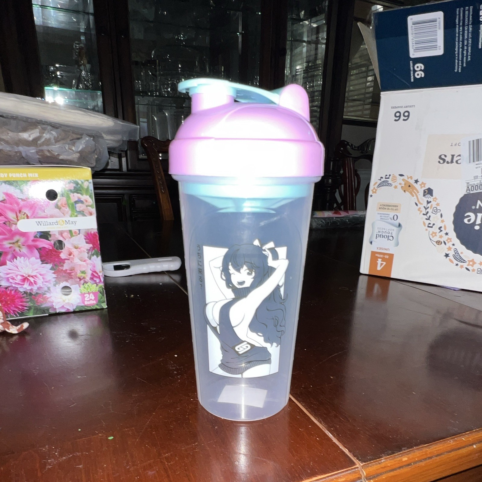 Girl Next Door 24 fl oz GamerSup Plastic Bottle Clear Pink Blue Screw-on Lid