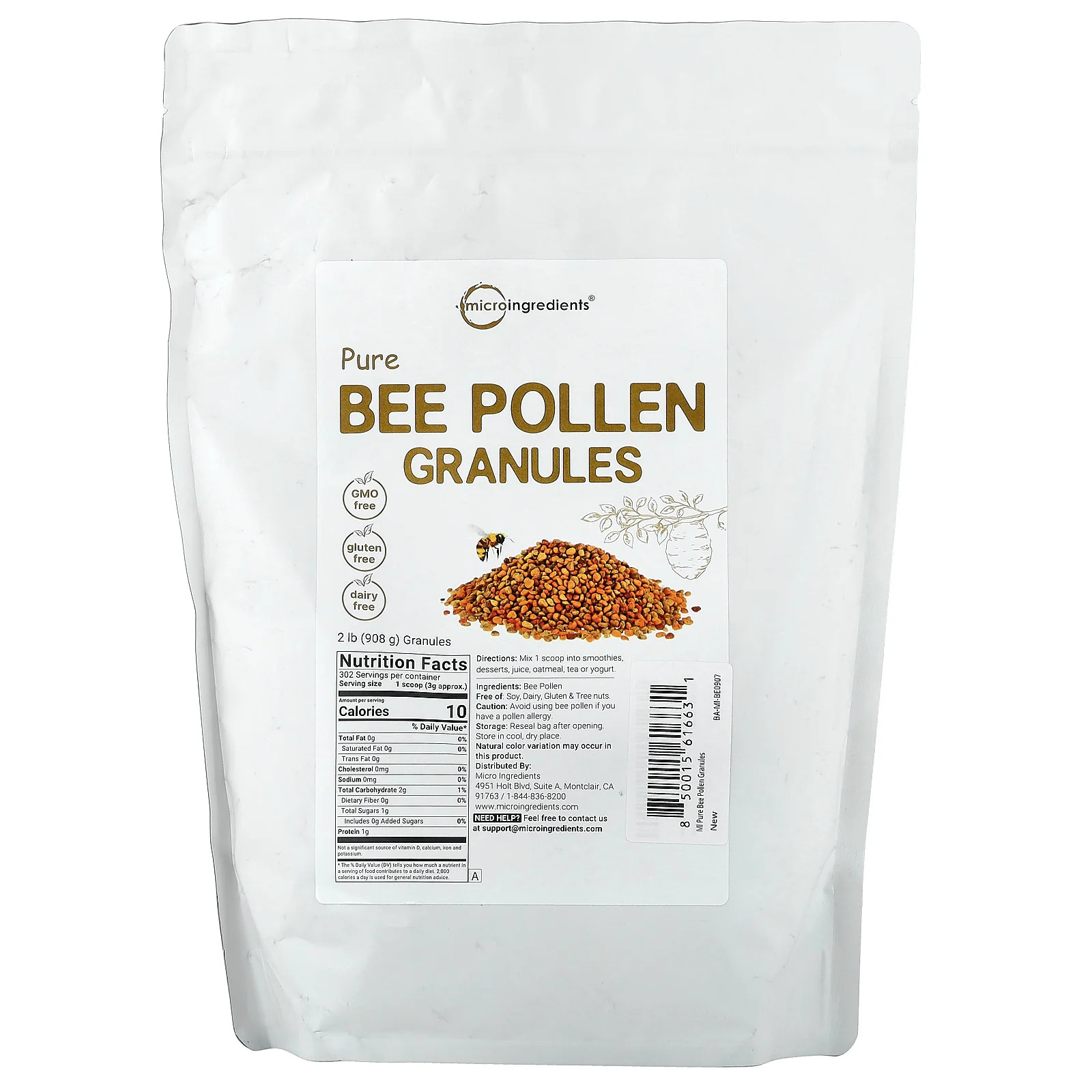 2 X Micro Ingredients, Pure Bee Pollen Granules, 2 lb (908 g)