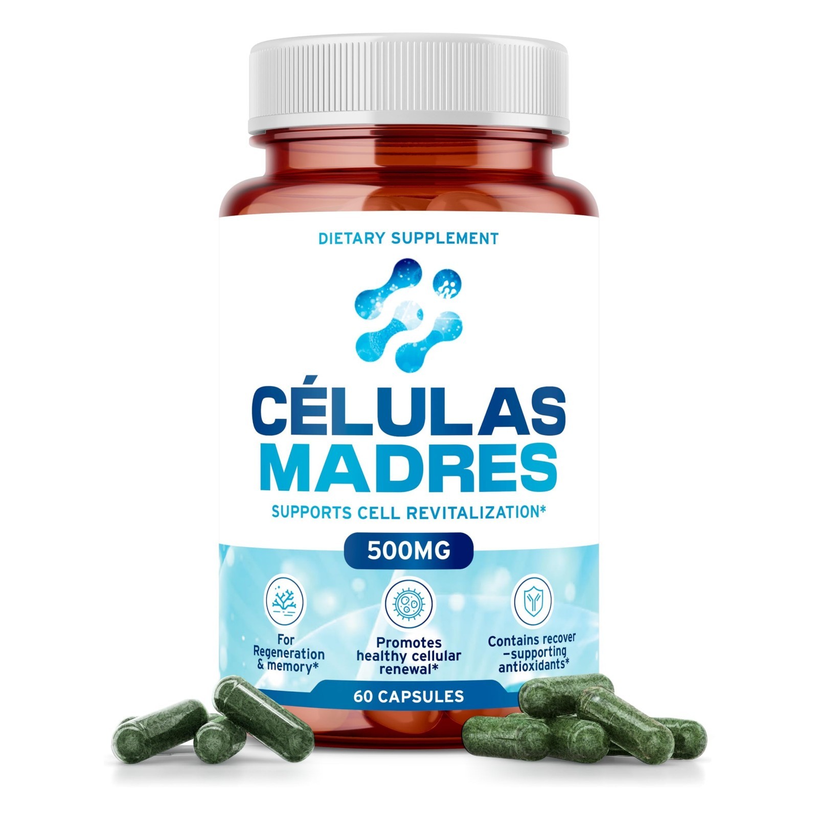 Natural Stem Cell Supplements 500mg – Anti-Aging, Longevity, Spirulina & Chlorel