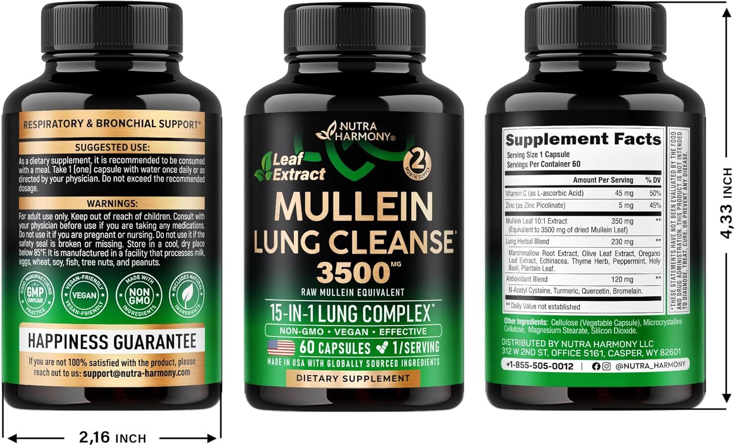 Mullein Leaf Extract for Lung Detox 3500 Mg – Echinacea | Oregano | Quercetin |