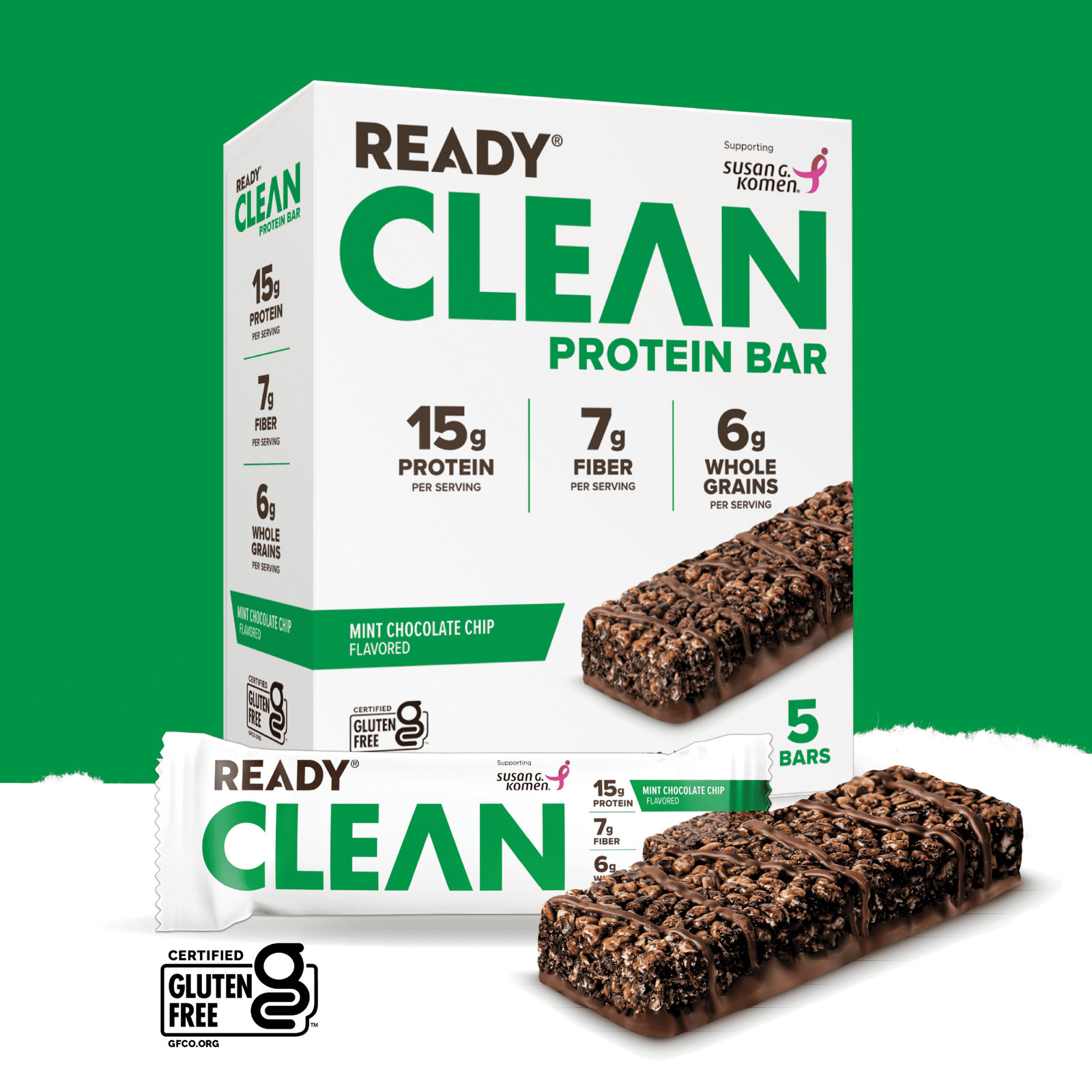 Ready® Protein Bar, Mint Chocolate Chip 5 Count Bars
