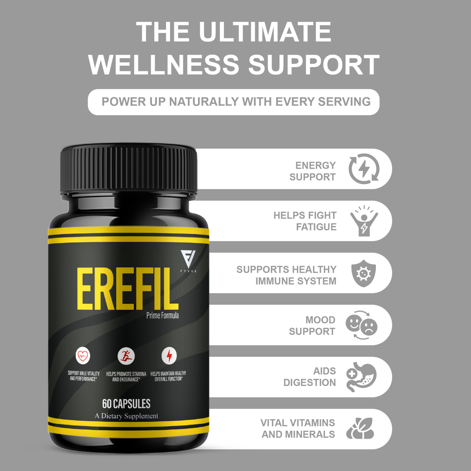 (5 Pack) Erefil Premium Performance Capsules, Erefill Supplement (300 Capsules)