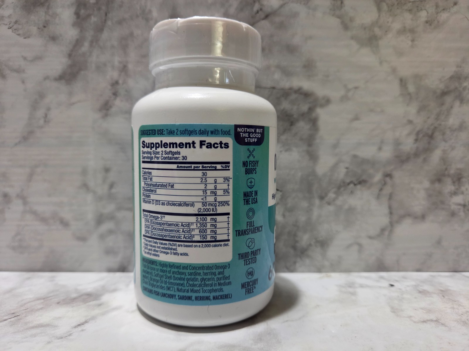 Oceanblue Professional Omega-3 2100 with Vitamin D Fish Oil 60 Softgels 12/2027