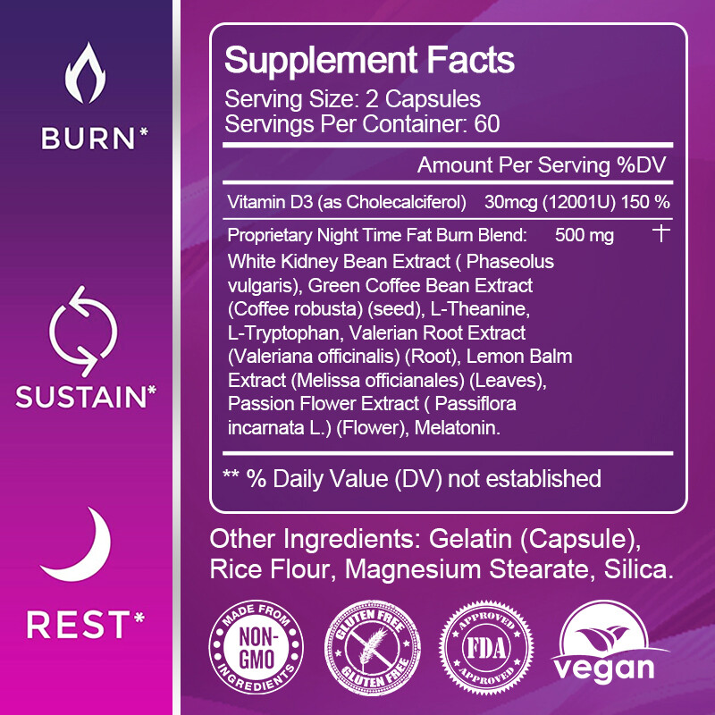 Night Metabolic Reset Capsules – Belly Fat Target & Cortisol Control Aid 120pcs