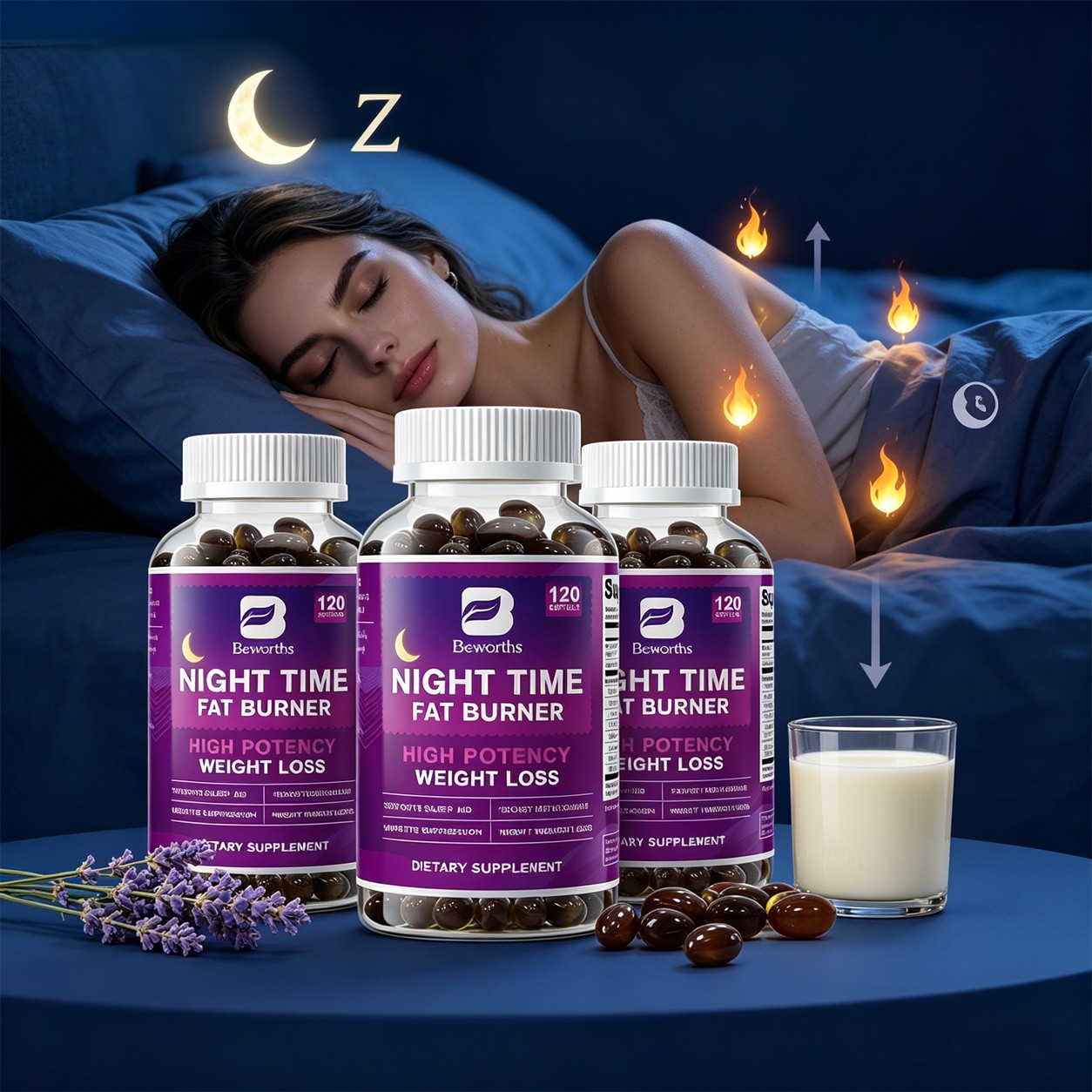 360 Pills Natural Night Time Fat Burner Slimming Capsules Appetite Suppressant