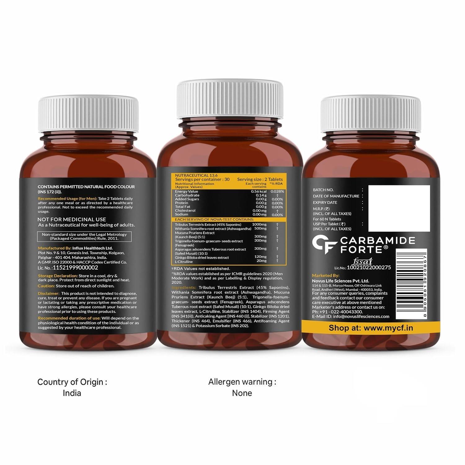 Carbamide Forte Testo-7X (Tribulus Terrestris) for Stamina & Strength (60 Tabs)