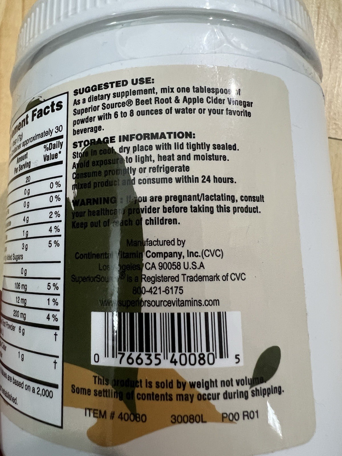 Superior Source Organic Beet Root & Apple Cider Vinegar Powder 7.4oz Vegan Paleo