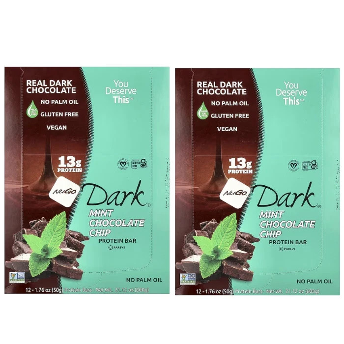 NuGo Nutrition NuGo Dark Bar Mint Chocolate Chip 12 Bars Each (Pack of 2)
