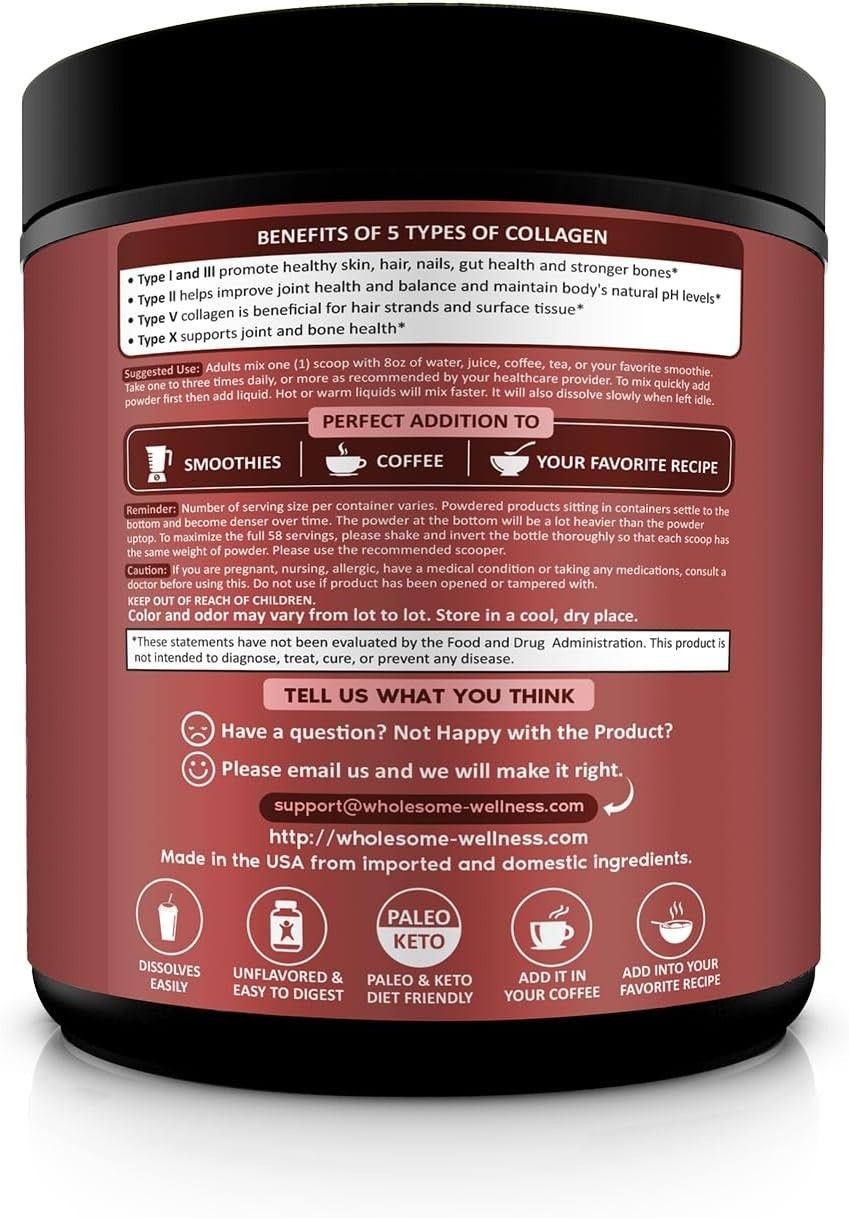 Unflavored Grass-Fed Protein Powder for Youthful Skin & Joint Support – 16oz