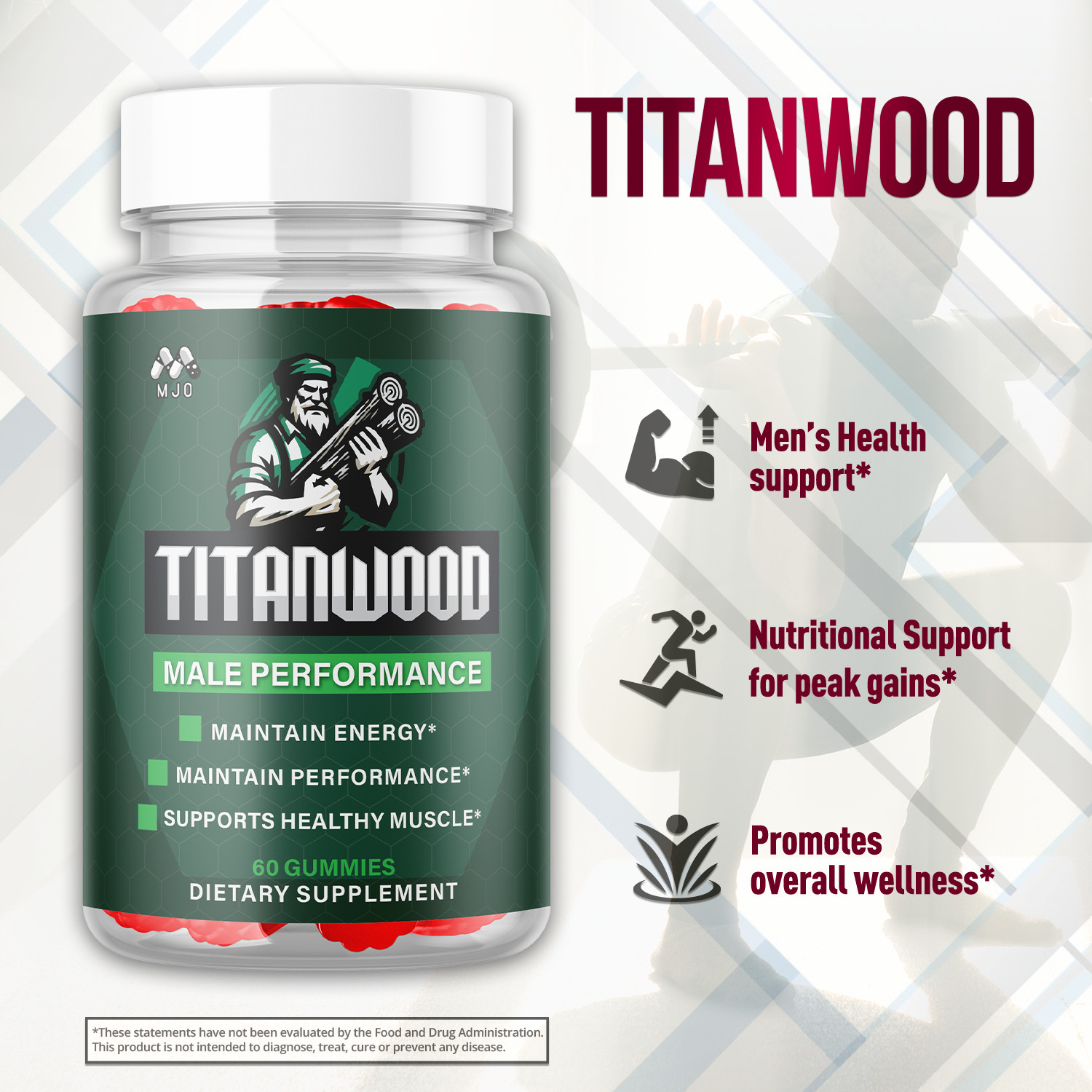 (2 Pack) Titanwood Male Gummys Advanced Male Support Supplement 120 Gummies