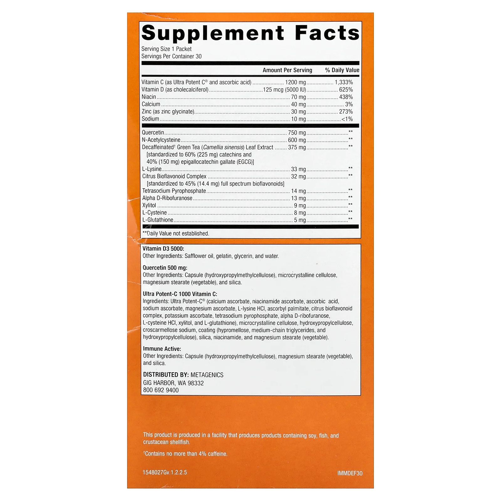 2 X Metagenics, Immune Defense Pack, 30 Packets