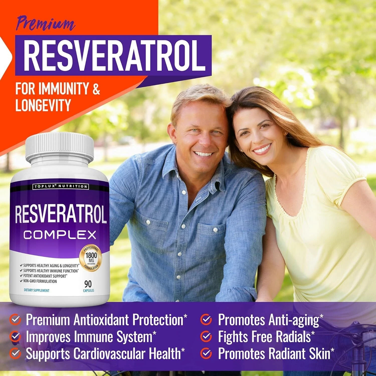 Resveratrol Supplement 1800 Mg Antioxidant Complex – Highly Potent Natural Trans