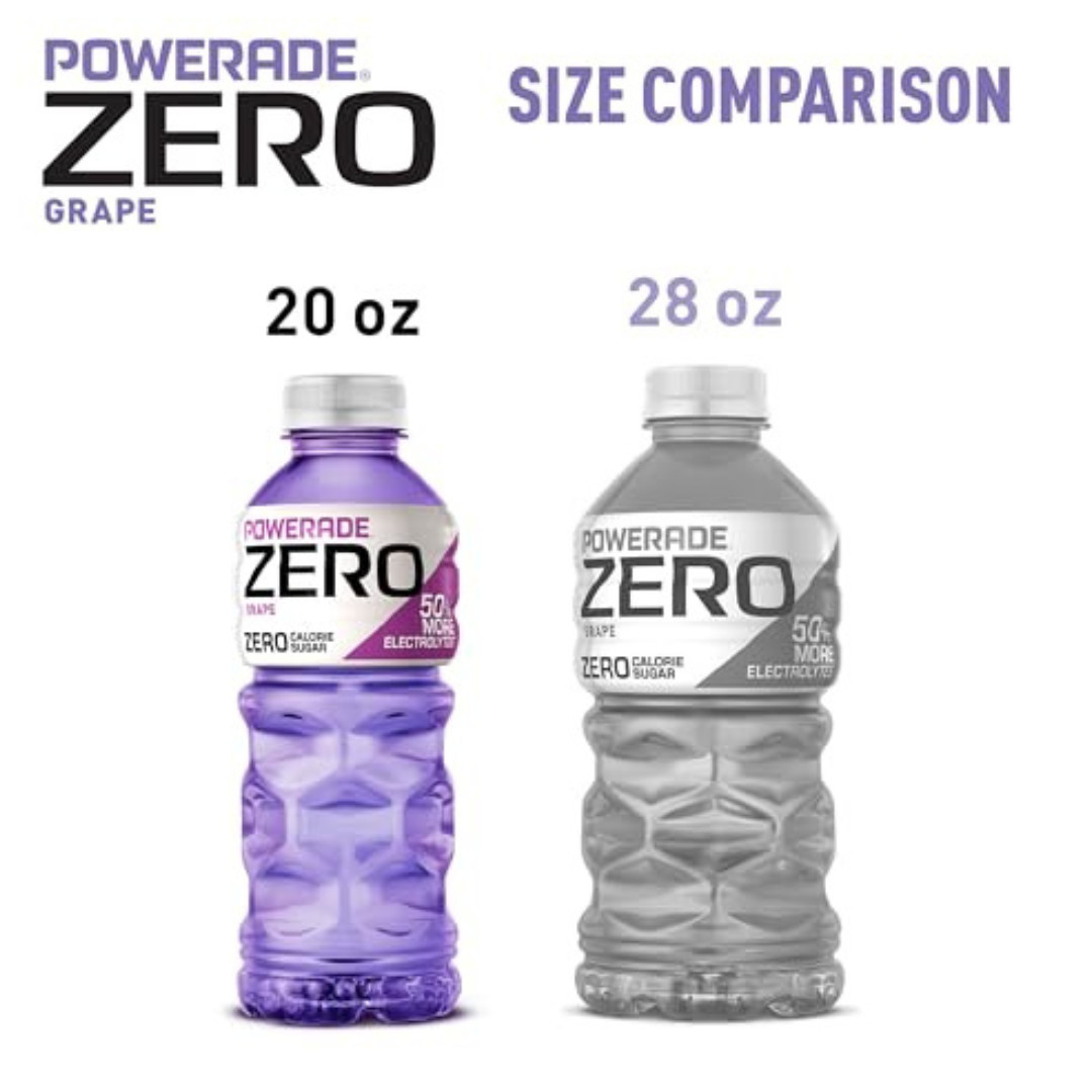 POWERADE Electrolyte Enhanced Zero Sugar Grape Sports Drink, 20 Ounce (Pack of 8