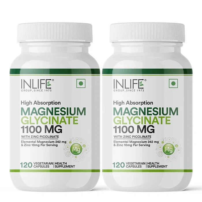 2 x INLIFE Magnesium Glycinate For Muscle, Sleep, Nerves & Immune, 240 Veg Caps
