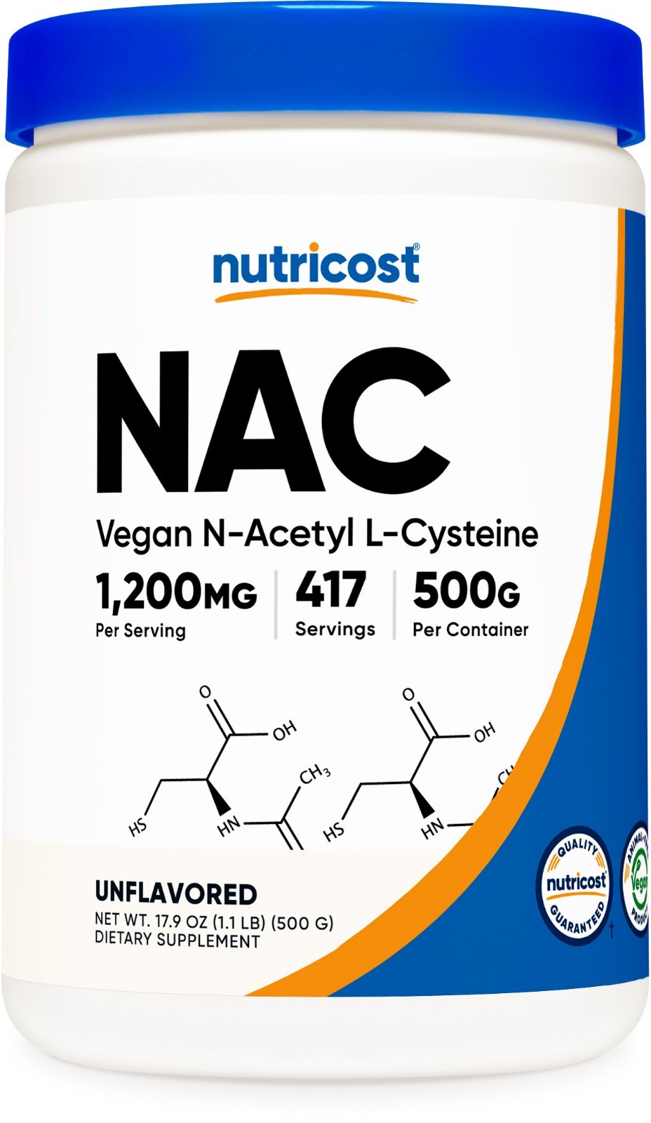 Nutricost N-Acetyl Cysteine (NAC) Powder 500 Grams – Non-GMO, Gluten Free