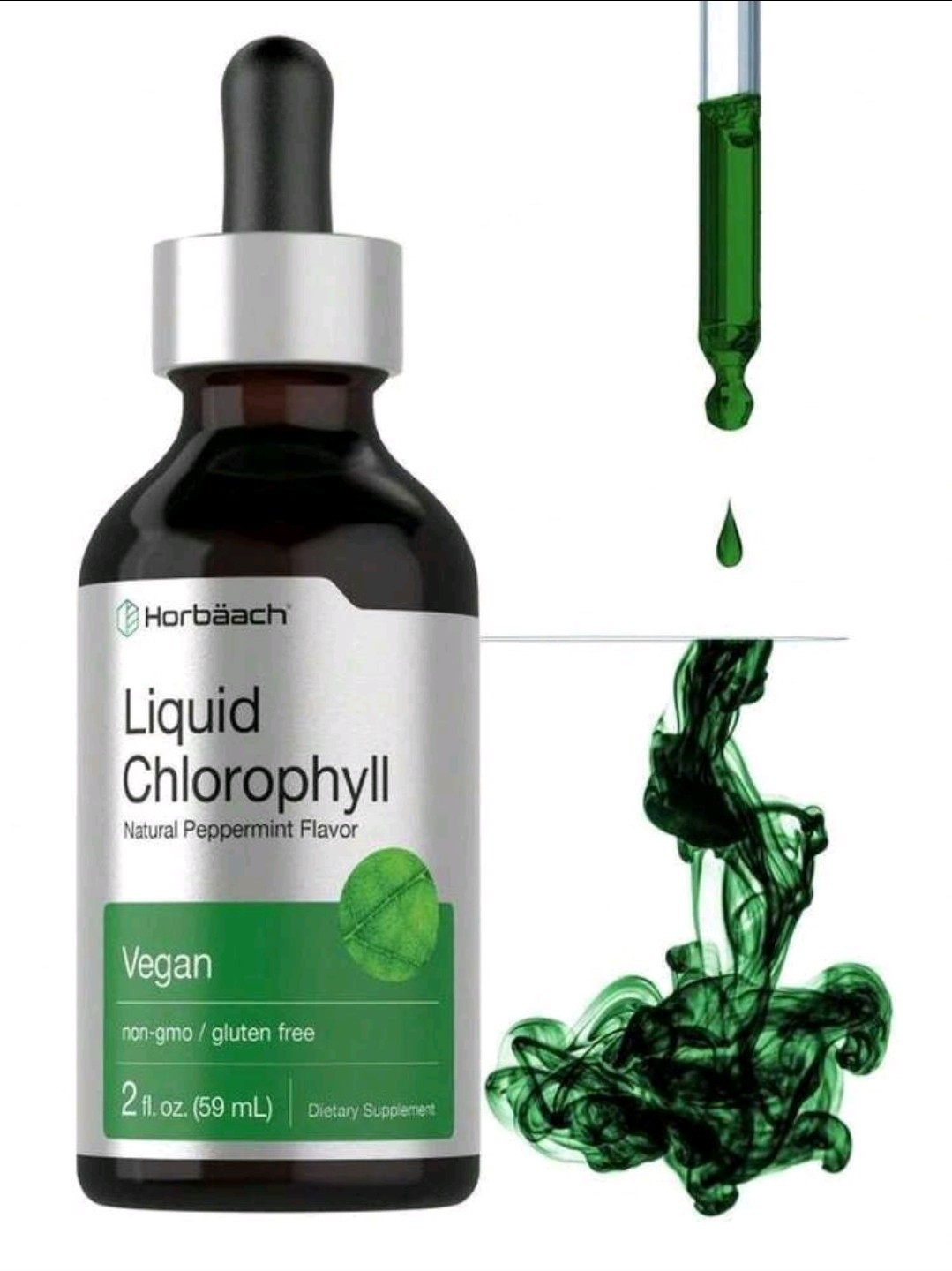 Horbäach Liquid Chlorophyll Drops 2 Oz Vegan, Non-GMO, And Gluten Free Formula