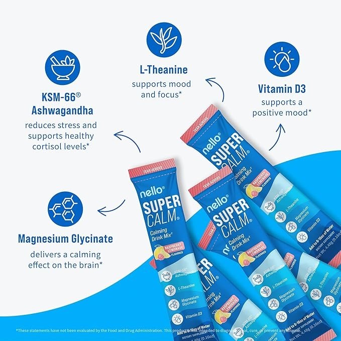 Nelo Supercam Drink Mix – Stress Relief & Sleep Aid with Ashwagandha, 20 Ct