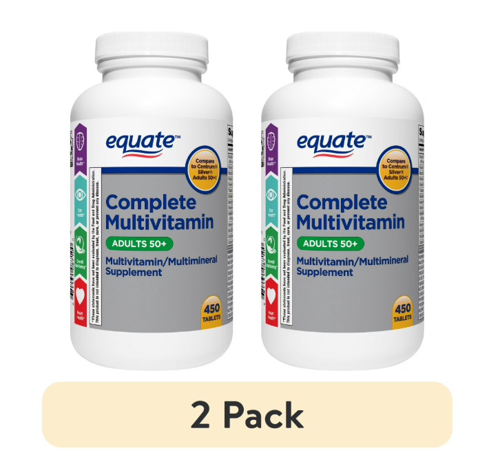 Equate Complete Multivitamin/Multimineral Supplement Tablets, Adults 50+, 2PACK